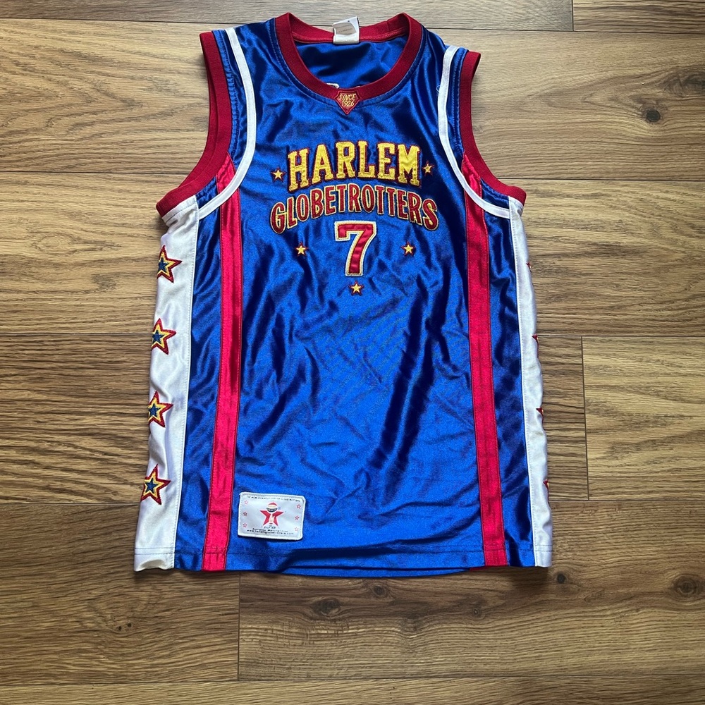 Harlem Globetrotters Basketball Jersey Unisex Medium Blue Excellent Too Tall 7